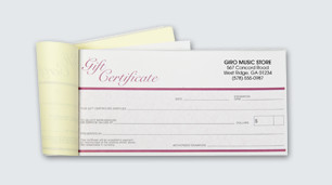 Gift certificate printing made easy with available templates.